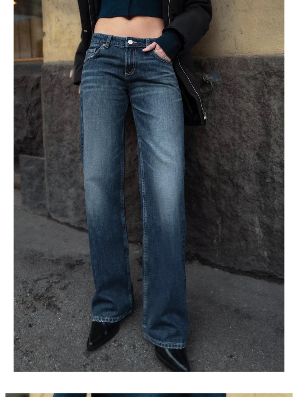 Zara TRF Wide Leg low rise jeans